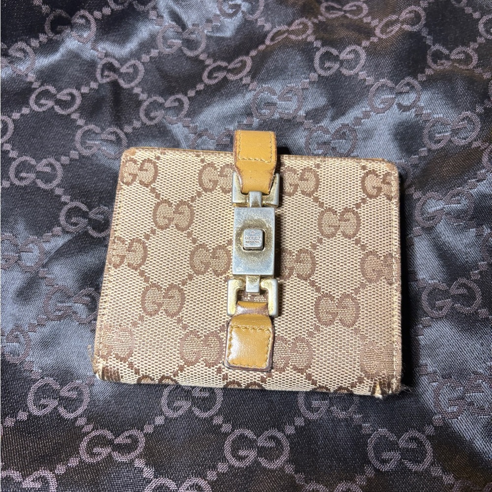 Gucci Vintage canvas wallet with interlock